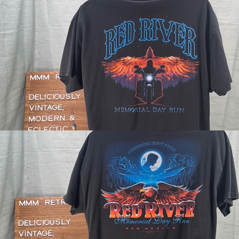 Men’s Red River Run Memorial Day Run Graphic on Black T-shirt | Set of 2 | XL